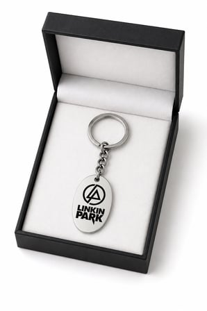 Linkin Park Logolu Metal Anahtarlık – Paslanmaz Çelik Oval Tasarım Anahtar