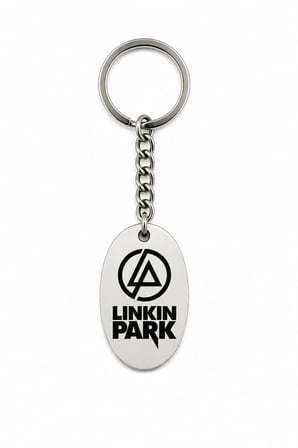 Linkin Park Logolu Metal Anahtarlık – Paslanmaz Çelik Oval Tasarım Anahtar