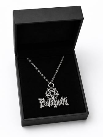 Pentagram Detaylı Pentagram Yazılı Gotik Tarz Unisex Kolye – Rock Metal Takısı