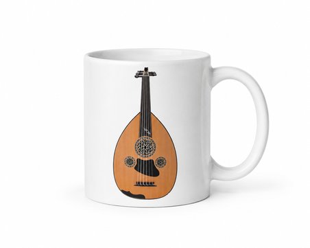 Ud Figürlü Seramik Kupa – Müzik Tutkunlarına Özel Şık ve Dekoratif Hediye Kupa