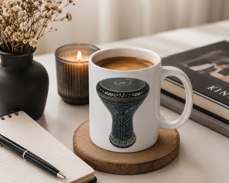 Darbuka Figürlü Seramik Kupa – Müzik Severlere Özel Dekoratif Hediye Kupası