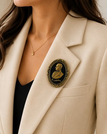 Atatürk Portreli Gold Detaylı Broş – Şık Çanta Ceket ve Özel Gün Aksesuarı
