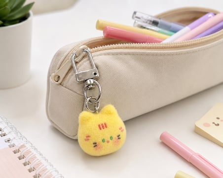 Sevimli Sarı Kedi Charm Anahtarlık Peluş Hediye Aksesuar Çanta ve Anahtar Süsü