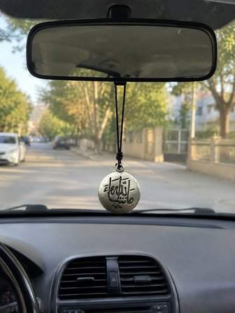 Maşallah Yazılı Yuvarlak Araba Dikiz Aynası Süsü–Araç İçi Dekoratif Oto Aksesuarı