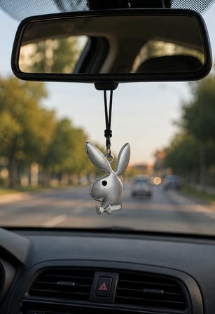 Playboy Tavşanı Figürlü Metal Araba Dikiz Aynası Süsü – Şık Oto Aksesuarı