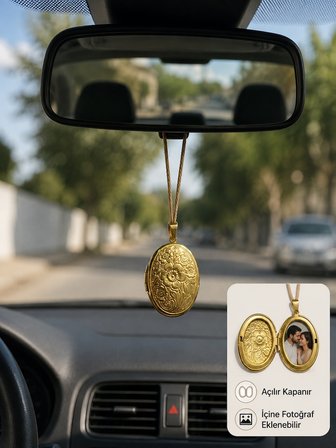 Vintage Madalyon Tasarımlı Açılır Kapanır Dikiz Aynası Araba Süsü 