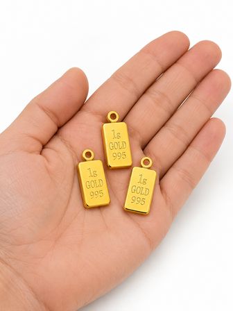Altın Külçesi Tasarımlı Kolye Ucu – 1 Gram Altın 995 Yazılı Şık Metal Aksesuar