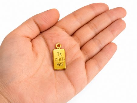 1g Gold 995 Yazılı Altın Renk Külçe Figürlü Kolye Ucu – Şık Metal Aksesuar