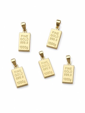 Altın Külçesi Tasarımlı Gold Bar Kolye Ucu – Parlak Gold Renk Metal Aksesuar
