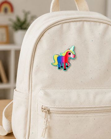 Renkli Unicorn Figürlü Çocuk Rozeti – Çanta ve Kıyafet İçin Sevimli Aksesuar