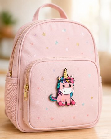 Sevimli Unicorn Figürlü Çocuk Rozeti – Renkli Çanta ve Kıyafet Aksesuarı