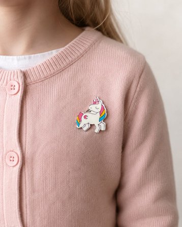 Renkli Unicorn Figürlü Çocuk Rozeti – Sevimli Çanta ve Kıyafet Aksesuarı