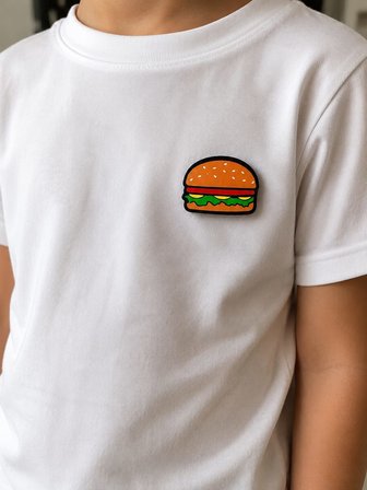 Hamburger Figürlü Renkli Rozet Pin – Eğlenceli Günlük Çanta Ceket Aksesuarı