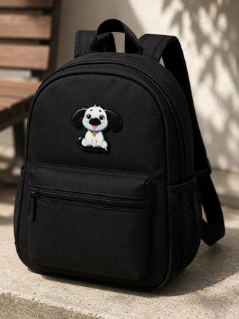 Sevimli Siyah Beyaz Köpek Figürlü Metal Rozet – Çanta ve Kıyafet Aksesuarı