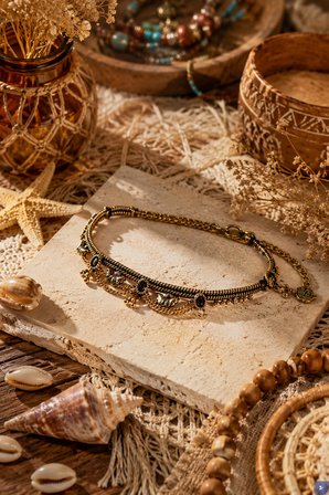 Vintage Zincir Detaylı Kadın Halhal – Antik Gold Etnik Ayak Bilekliği 
