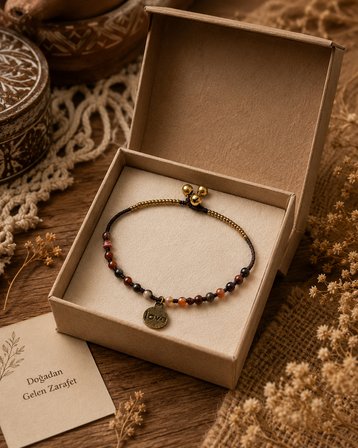 Bohem Doğal Taş Love Charm Ayarlanabilir Halhal –El Yapımı Boncuklu Kadın Halhal
