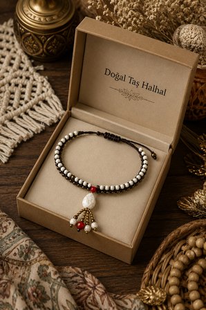 Bohem Doğal Taş Boncuklu Püsküllü Halhal – El Yapımı Yazlık Kadın Ayak Bilekliği