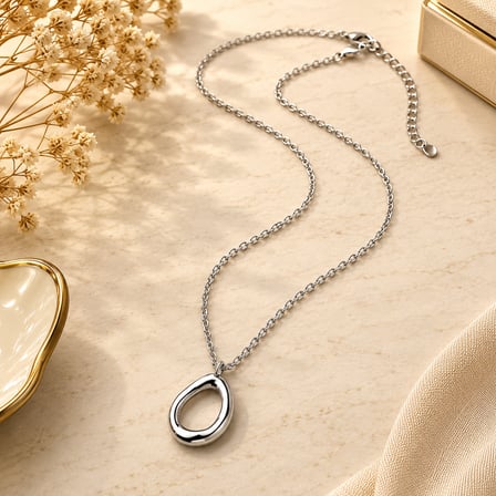Orvena Organik Damla Kadın Kolye 316L Paslanmaz Çelik Modern Minimalist Kolye