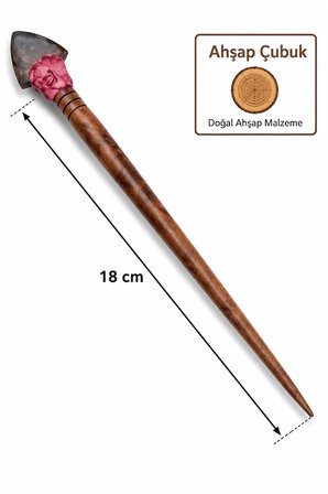 Japon Esintili El Oyması Ahşap Saç Çubuğu – 18 cm Doğal Ahşap Topuz Tokası