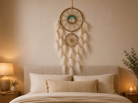 Bohem Tasarım Düş Kapanı Duvar Süsü – Dekoratif Tüylü Dream Catcher Hediye