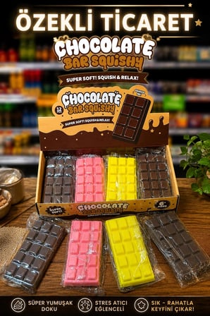 tablet Çikolata Tasarımlı Sukuşi Viral Sıkılabilir Stres Oyuncağı – Yumuşak Duyusal Slow Rising Squishy Oyuncak