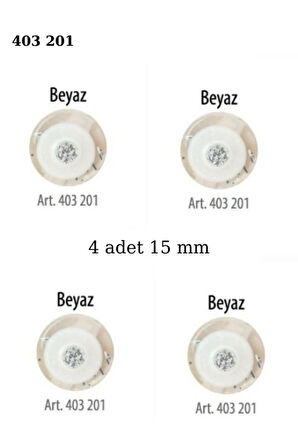 Simli Beyaz Renk 4 Adet 15 mm Bebek Düğme, Bebek Kazak, Yelek, Gömlek Düğmesi 403 201
