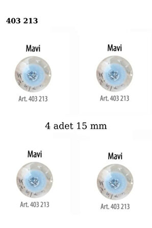 Simli Mavi Renk 4 Adet 15 mm Bebek Düğme, Bebek Kazak, Yelek, Gömlek Düğmesi 403 213