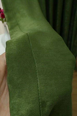 Soft Kumaş Fon Perde Sık Pileli Haki Perde