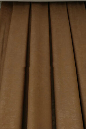 Soft Kumaş Fon Perde Sık Pileli Kakao Rengi Perde