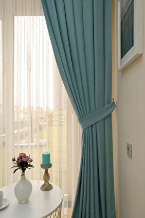 Soft Kumaş Fon Perde Sık Pileli Mint Perde