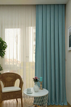 Soft Kumaş Fon Perde Sık Pileli Mint Perde