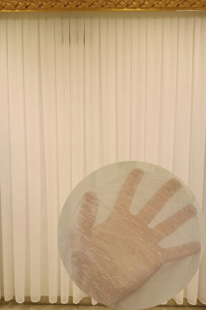Özgün Perde Ekru Tül Perde Kristal (Sık Pile 1 x 3)