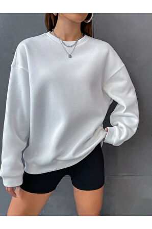 Unisex Kahve Brooklyn Sırt Baskı Oversize Bisiklet Yaka Sweatshirt