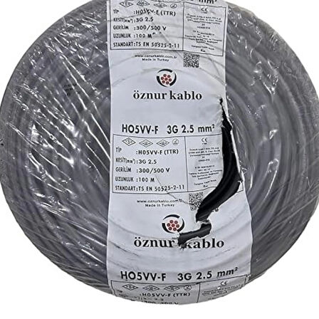  Öznur Kablo Evden Elektrikli Araba Şarj Uzatma Kablosu Topraklı Bakır 3 x 2.5 mm (10 Metre)