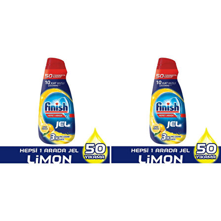 Hepsi Bir Arada Konsantre Jel 1000 ml Limon Bulaşık Makinesi Deterjanı 2 Adet x 1000 ml