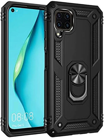 Huawei P40 Lite Uyumlu Tank Kılıf Yüzüklü Standlı Yüksek Koruma