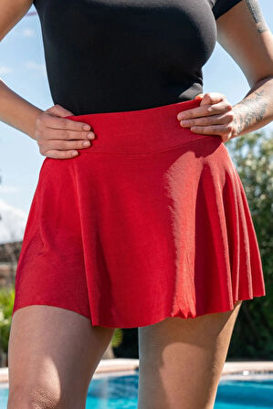 Maison La Femme Kadın Kırmızı Buzzy Kumaş Spor Şort Etek