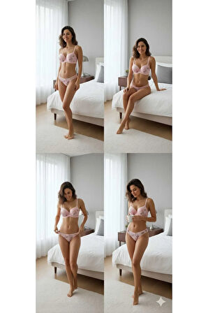 Büyük Göğüsler İçin C Cup Telsiz Sütyen Takımı – Dolgusuz, Sırt Ağrısını Azaltan Ultra Konforlu Form