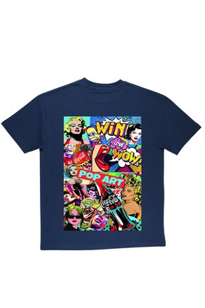 Lenithra Pop Art Coca Cola Sırt Baskılı Unisex Oversize T-shirt Füme / 2XL