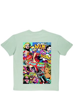 Lenithra Pop Art Coca Cola Sırt Baskılı Unisex Oversize T-shirt Gri / M