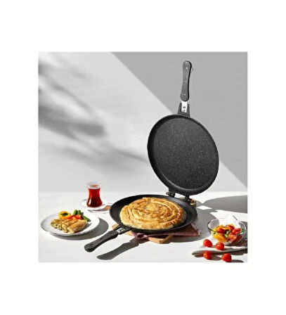 Granit Döküm Tava Çift Taraflı Balık Tavası Döküm 28 cm