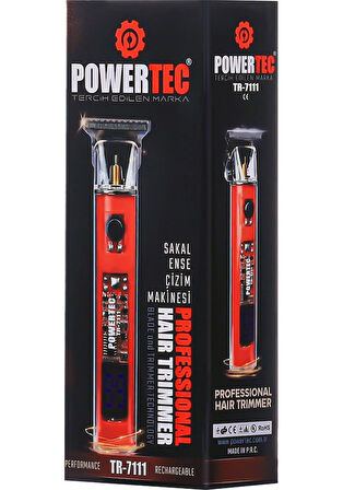 POWERTEC TR-7111 Sakal Ense Çizim Makinesi Şarjlı Sakal Makinesi