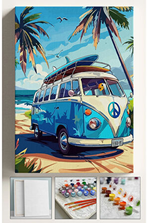 Sayılarla Boyama Çerçeveli Hobi Seti Numaralı Tuval Fırça Boya Kasnaklı 40X50 Cm PALMİYE VOSVOS