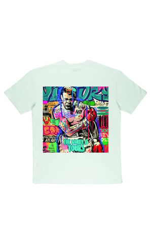 Lenithra Pop Art Muhammed Ali Sırt Baskılı Unisex Oversize T-shirt Beyaz / S