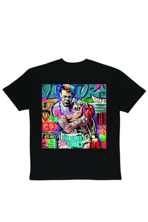 Lenithra Pop Art Muhammed Ali Sırt Baskılı Unisex Oversize T-shirt Siyah / 2XL