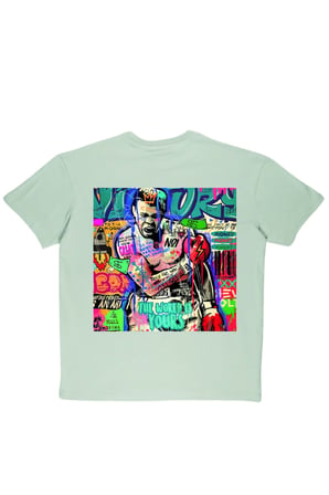 Lenithra Pop Art Muhammed Ali Sırt Baskılı Unisex Oversize T-shirt Gri / M