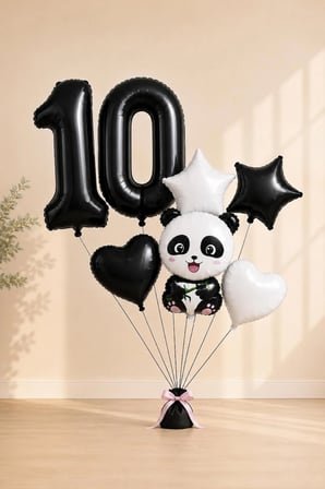 Panda Tema Çocuk Doğum Günü Balon Seti Rakam Balonlu Yaş Seçenekli Konsept Hayvan Figürlü Parti Süsleri