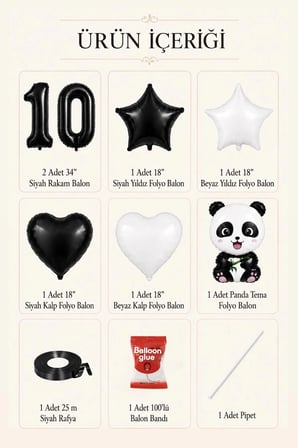 Panda Tema Çocuk Doğum Günü Balon Seti Rakam Balonlu Yaş Seçenekli Konsept Hayvan Figürlü Parti Süsleri