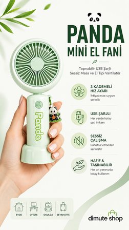 Panda Mini El Fanı Taşınabilir USB Şarjlı Sessiz Masa ve El Tipi Vantilatör