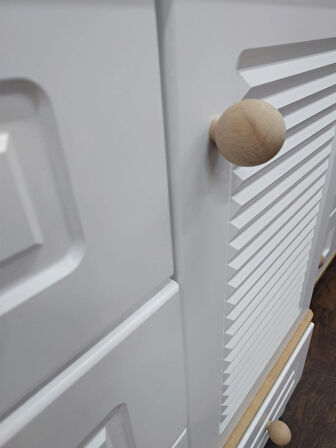 %100 MDF Panjur Beyaz Bebek & Çocuk Şifonyer